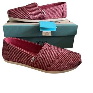 NWT Toms Dark Rose Glimmer Cord Alpargata Shoes. 7.5